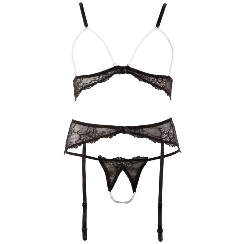 Abierta Fina Pearl Bra Suspender and String Set for Women