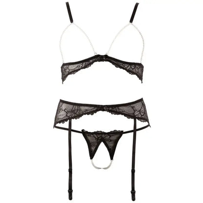 Abierta Fina Pearl Bra Suspender and String Set for Women