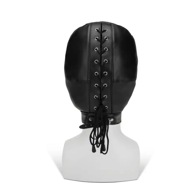 Black Bondage Hood as a Fetish Accessory for Data Design Enthusiasts