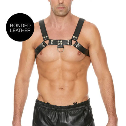 Black Leather Chest Bulldog Harness for Comfort and Style