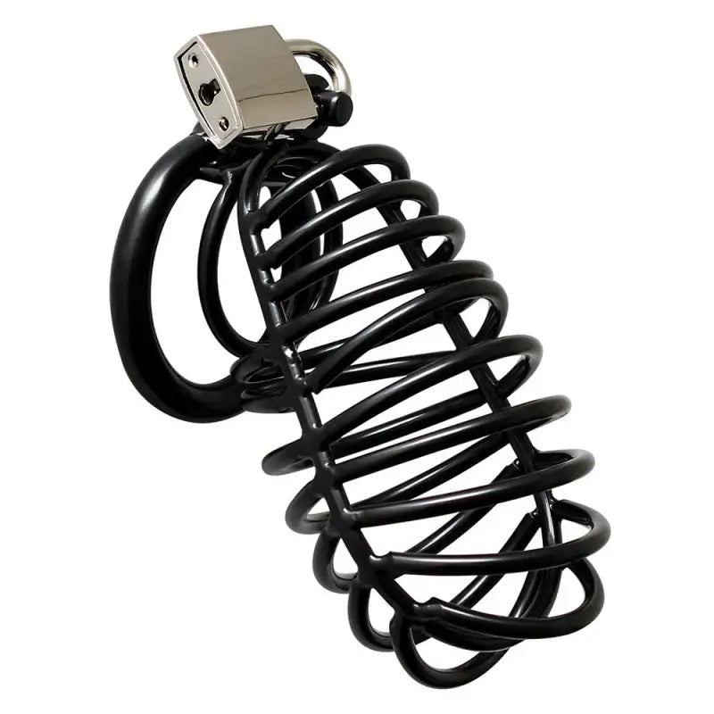 Black Metal Male Chastity Device for Bondage Enthusiasts