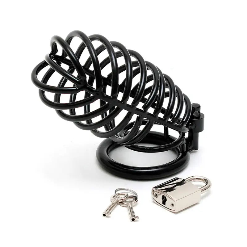 Black Metal Male Chastity Device for Bondage Enthusiasts