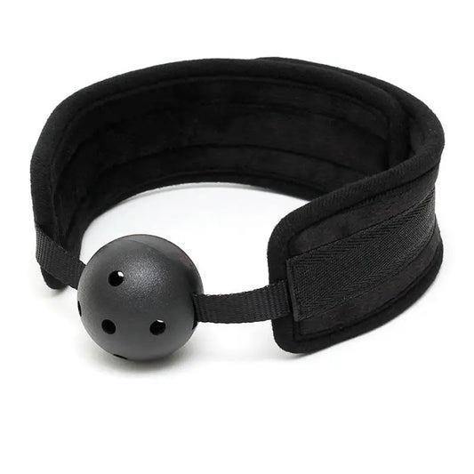 Black Padded Mouth Gag with Breathable Ball for Ultimate Comfort