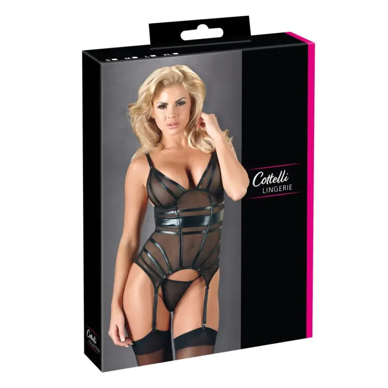 Black Powernet Suspender Basque for Elegant Lingerie Collections