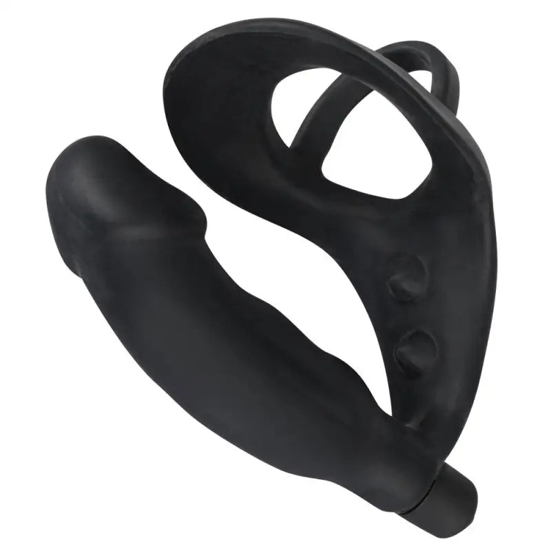 Black Velvets Cock Ring with Vibrating Anal Plug for Enhanced Pleasure