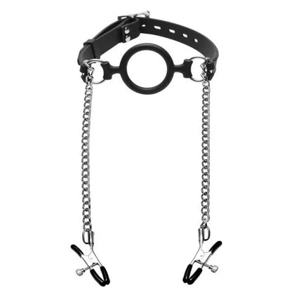 Bondage Gear with Nipple Clamps and Silicone O Ring Ring Gag