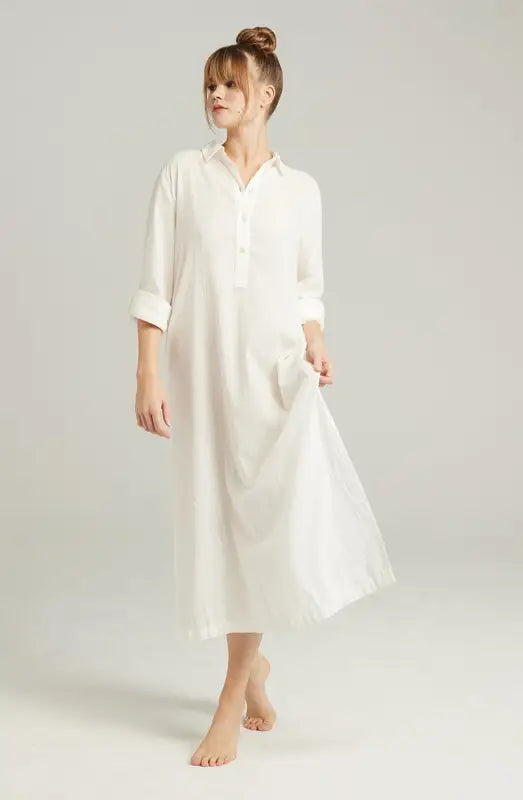 Chic Maxi Shirt Organic Cotton White Crafted from Luxurious Natural Materials