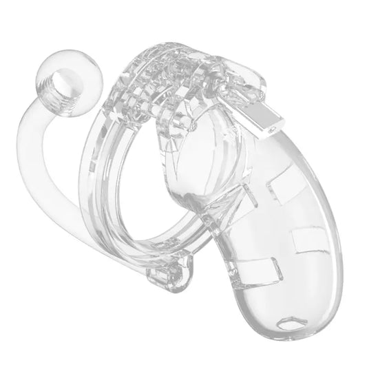 Clear Chastity Cage with Anal Plug for Enhanced BDSM Experiences