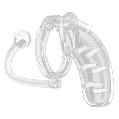 Clear Chastity Cage with Anal Plug for Enhanced BDSM Exploration