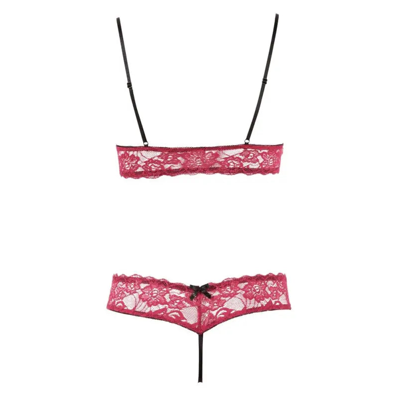 Cottelli Bra Set Open Cup and Crotchless Set in Seductive Red