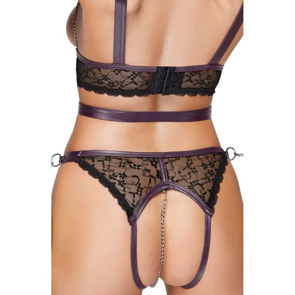 Cottelli Lace Bondage Crotchless Bra Set