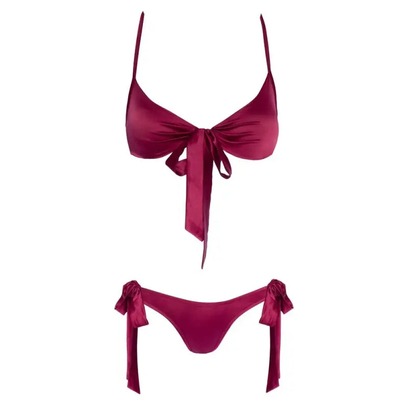 Cottelli Tie Up Bra and Briefs Set Red with Decorative Bows