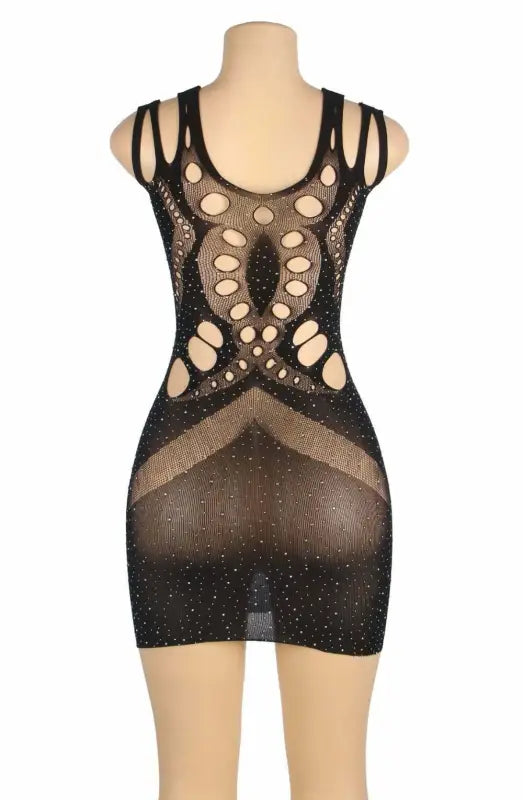 Dazzling YesX YX853 Sparkly Black Bodystocking Dress for Radiant Elegance - One Size