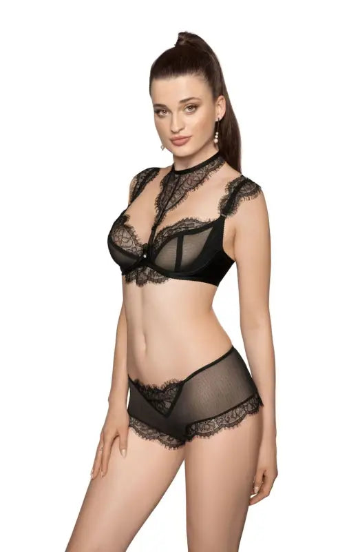 Discover Roza Idrisa Black Soft Cup Bra with Elegant Lace Choker