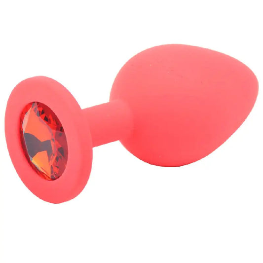 Discover Sensation with the Medium Red Jewelled Silicone Butt Plug