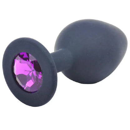 Discover the Elegance of a Medium Black Jewelled Silicone Butt Plug