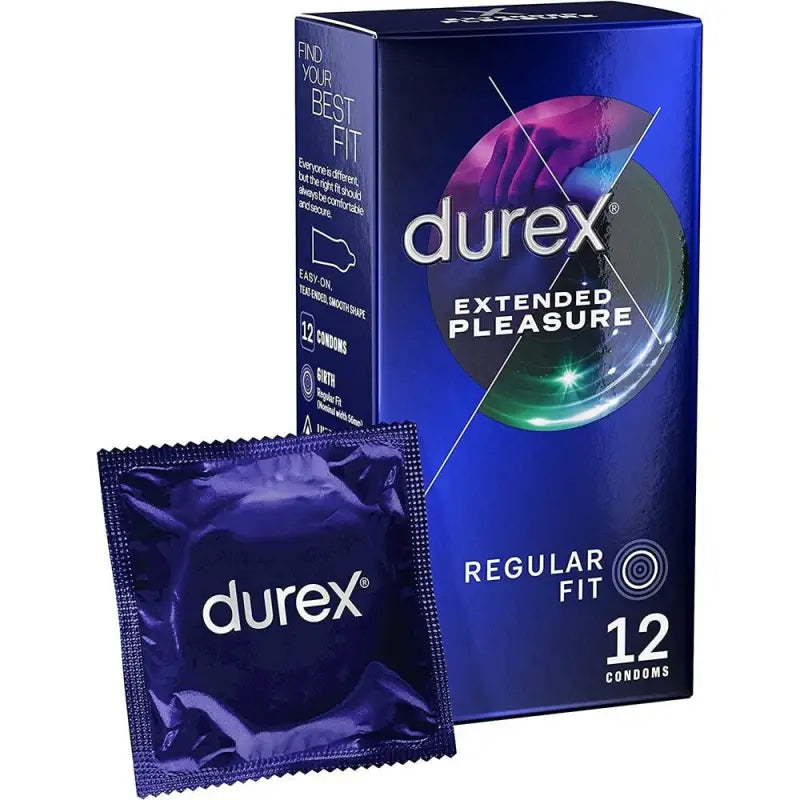 Durex Extended Pleasure Regular Fit Condoms 12 Pack for Longer Lasting Intimacy