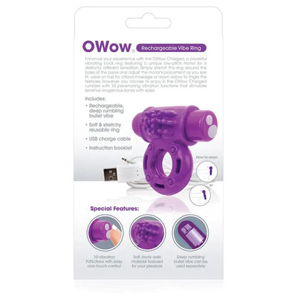 Screaming O Charged OWow Vibrating Cock Ring - Purple