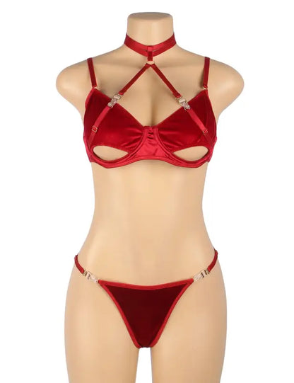 Elevate Your Elegance with the YesX YX872Q Hollow Cut Halter Bra Set