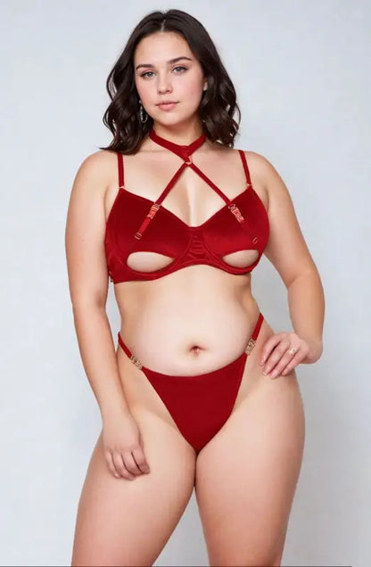 Elevate Your Elegance with the YesX YX872Q Hollow Cut Halter Bra Set