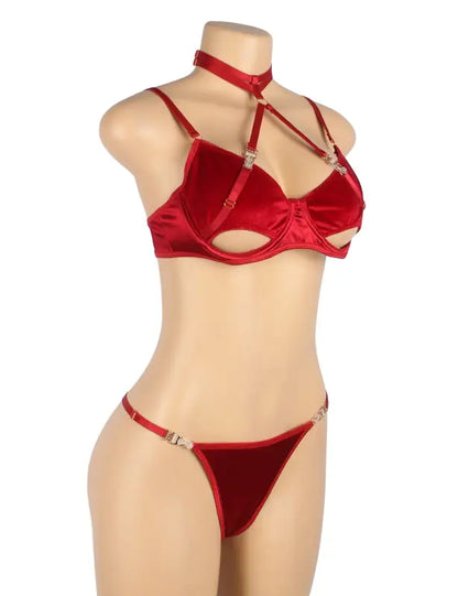 Elevate Your Elegance with the YesX YX872Q Hollow Cut Halter Bra Set