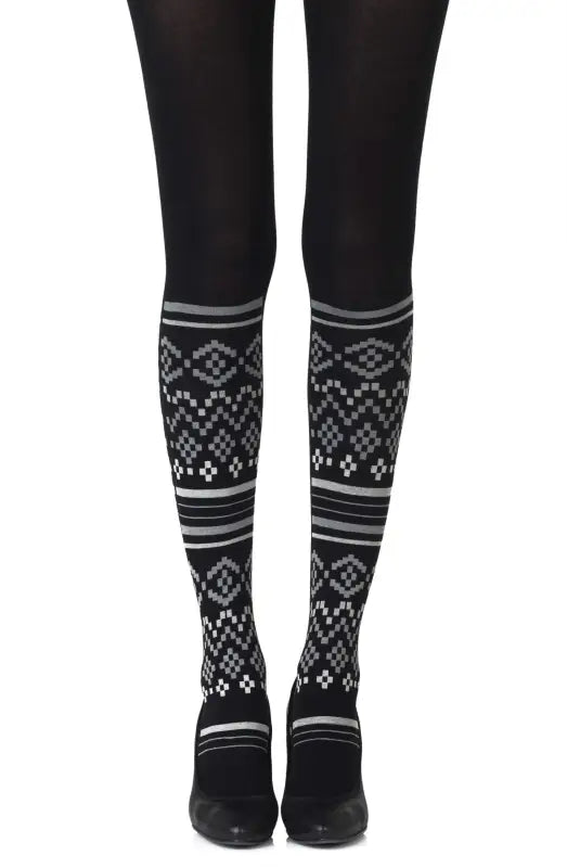 Elevate Your Elegance with Zohara Too Cool Grey Print Sock Style Tights