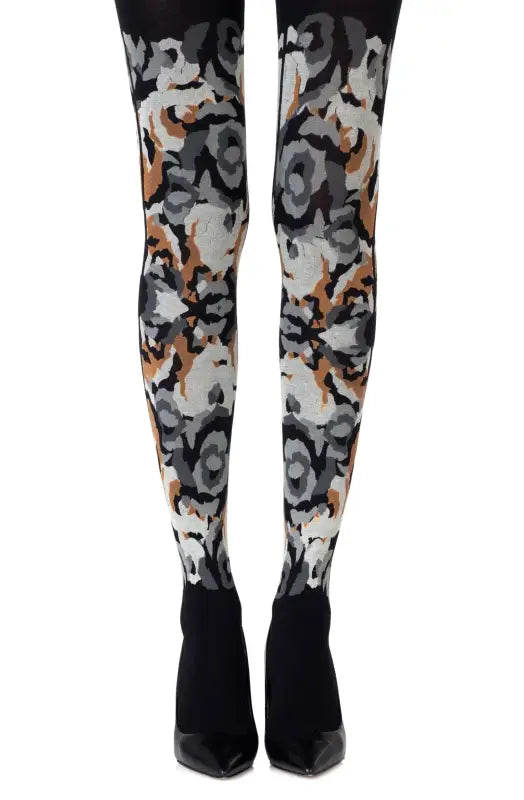 Elevate Your Look with Zohara Earth Goddess Grey Orange Print Tights