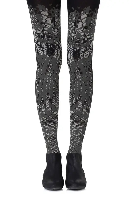 Elevate Your Look with Zohara Light Grey Print Tights in Allover Vibrant Pattern