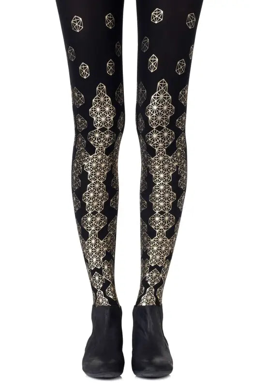 Elevate Your Look with Zohara Queen Bee Tights Featuring Honeycomb Design