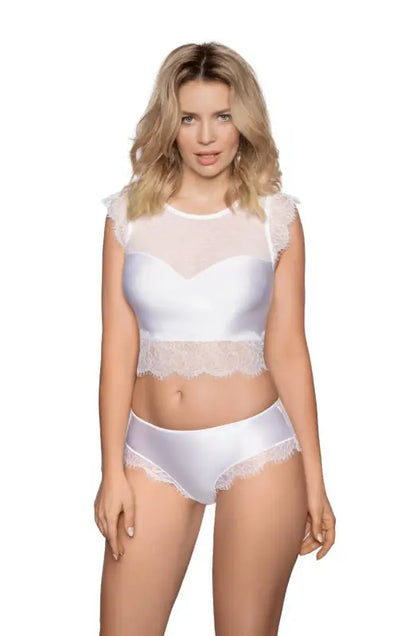 Elevate Your Wardrobe with Roza Erii White Eyelash Lace Top