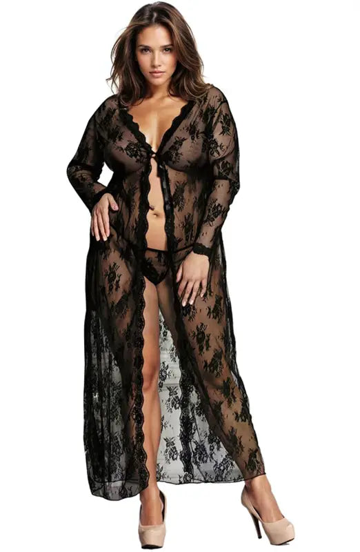 Embrace Elegance with the YesX YX824Q Long Lacey Dressing Gown