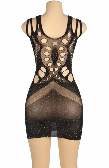 Embrace Elegance with the YesX YX853Q Sparkly Black Bodystocking Dress - One Size (Plus)