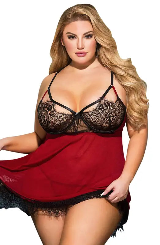 Experience Allure with YesX YX958Q Black Red Babydoll and Sultry Lace Bust