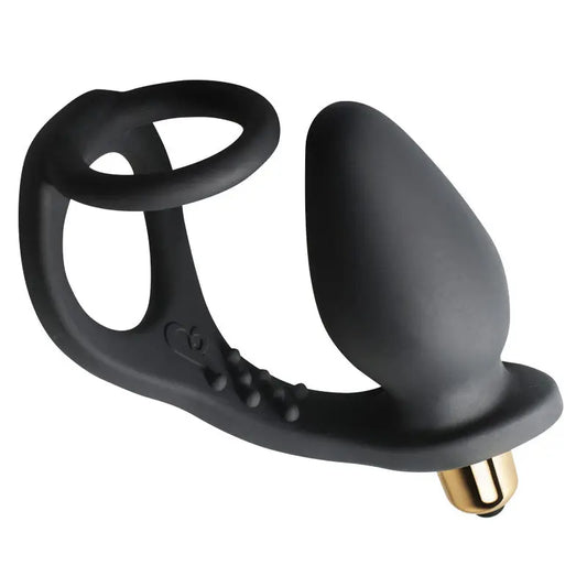 Experience Ecstasy with Rocks Off 7 Speed ROZen Cock Ring Anal Plug Black