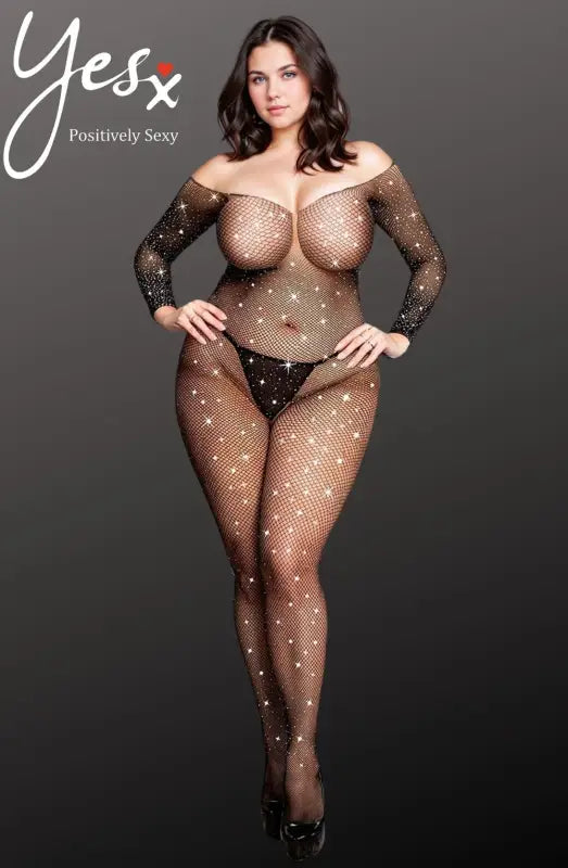 Experience Elegance in the YX864Q Fishnet Sparkly Bodystocking Up to 5XL - 3XL/5XL