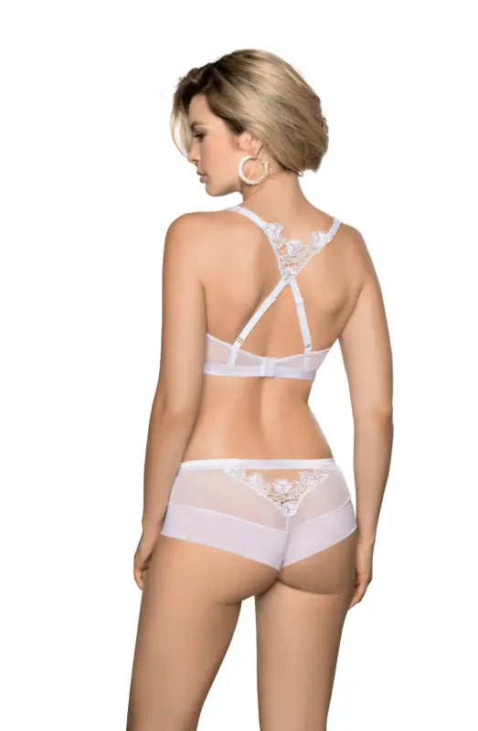 Experience Elegance with Roza Lisbet White Brief and Amazing Flower Applique