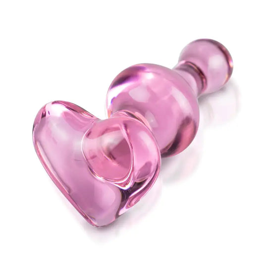 Experience Elegance with the Pink Heart Glass Butt Plug