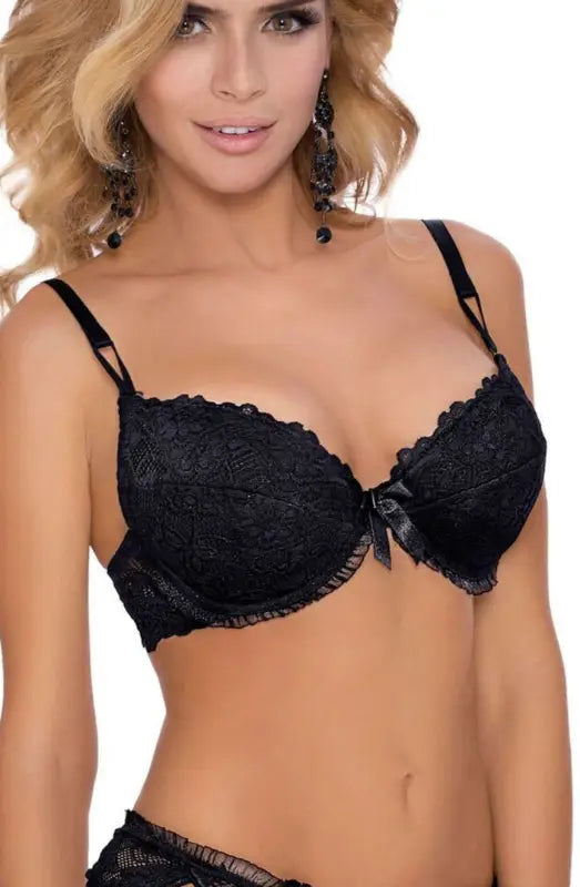 Experience Elegance with the Roza Carmen Black Bra and Matching Lacy Thong