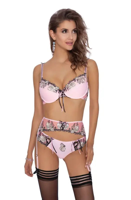 Experience Elegance with the Roza Natali Pink Thong in Floral Embroidery