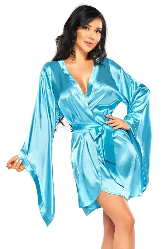 Experience Elegance with the Samira Peignoir Turquoise from Beauty Night BN6666 - One Size (S-L)