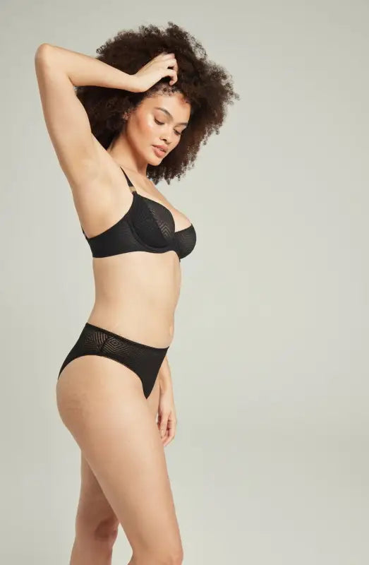 Experience Elegance with the Sheer Deco Lift Balcony Bra in Black