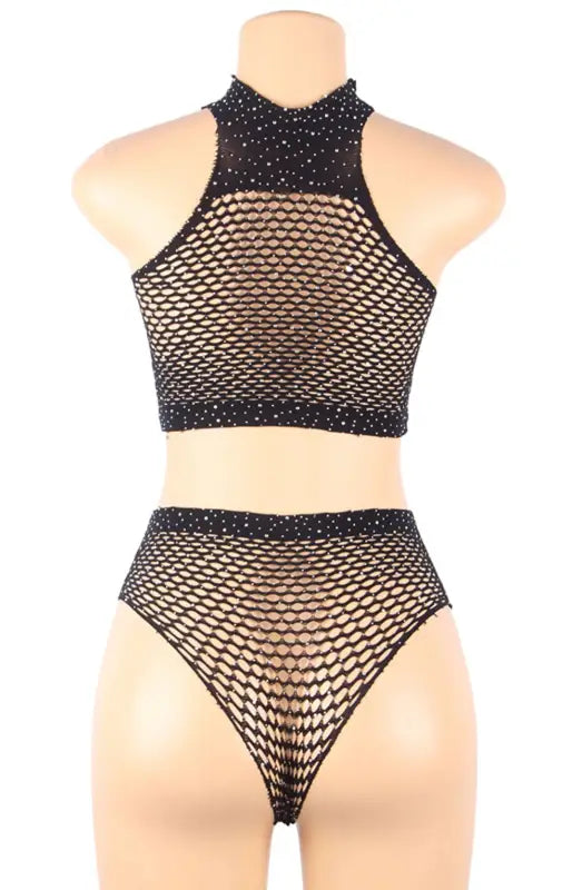 Experience Elegance with the YesX YX818 Set in Shimmering Halter Neck Fishnet Design