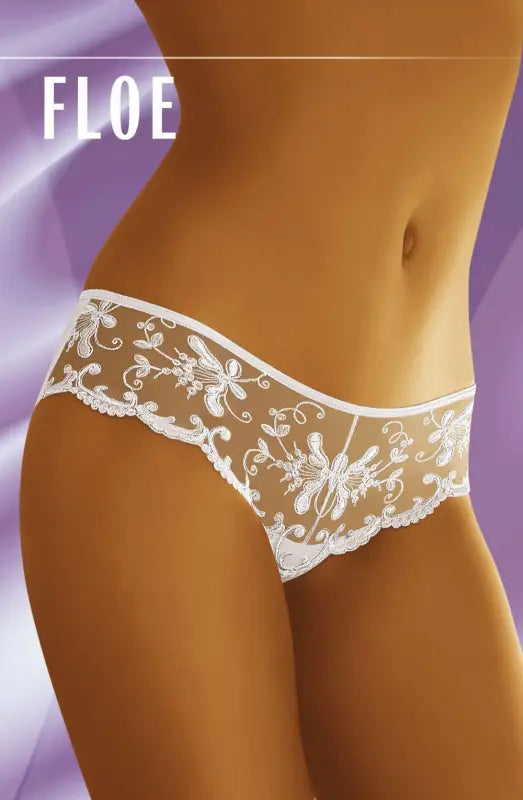 Experience Elegance with Wolbar Floe White Pretty Lacy Briefs