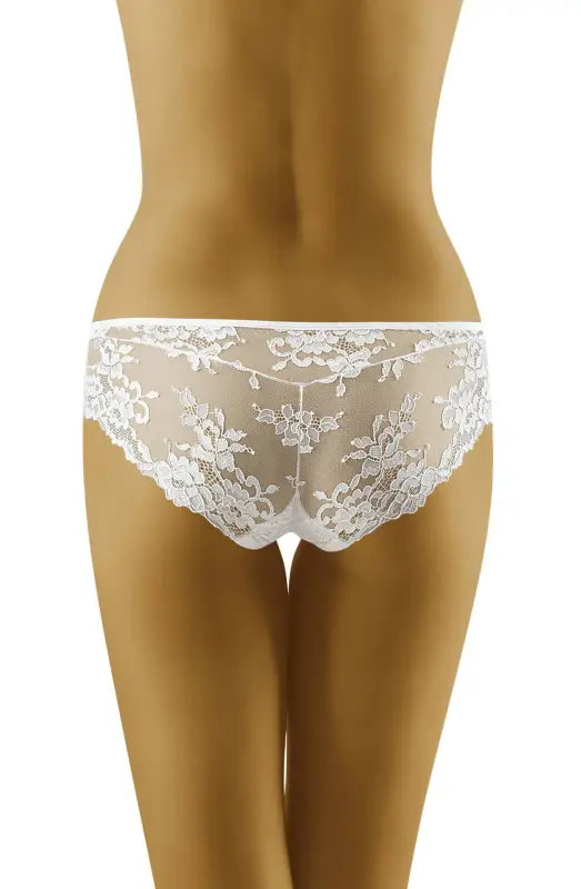 Experience Elegance with Wolbar Lola White Charming Briefs Decorated in Lace