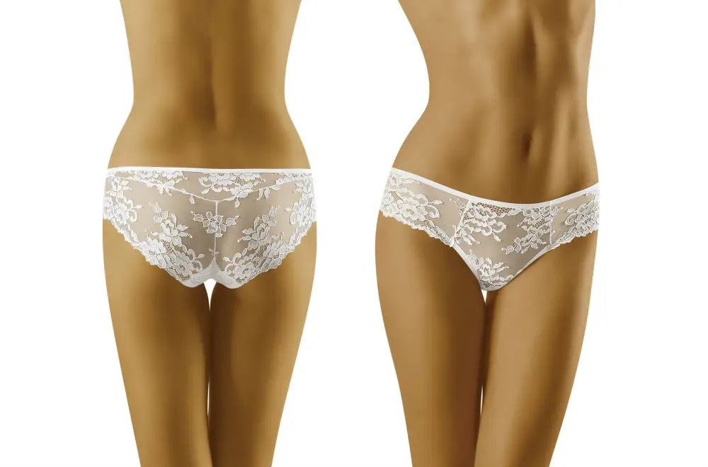 Experience Elegance with Wolbar Lola White Charming Briefs Decorated in Lace