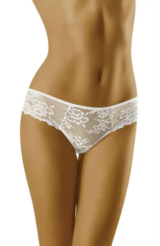 Experience Elegance with Wolbar Lola White Charming Briefs Decorated in Lace