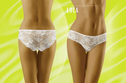 Experience Elegance with Wolbar Lola White Charming Briefs Decorated in Lace