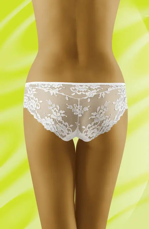 Experience Elegance with Wolbar Lola White Charming Briefs Decorated in Lace