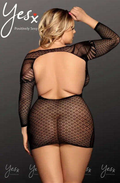 Experience Elegance with YesX YX816Q Black Bodystocking Dress - One Size (Plus)