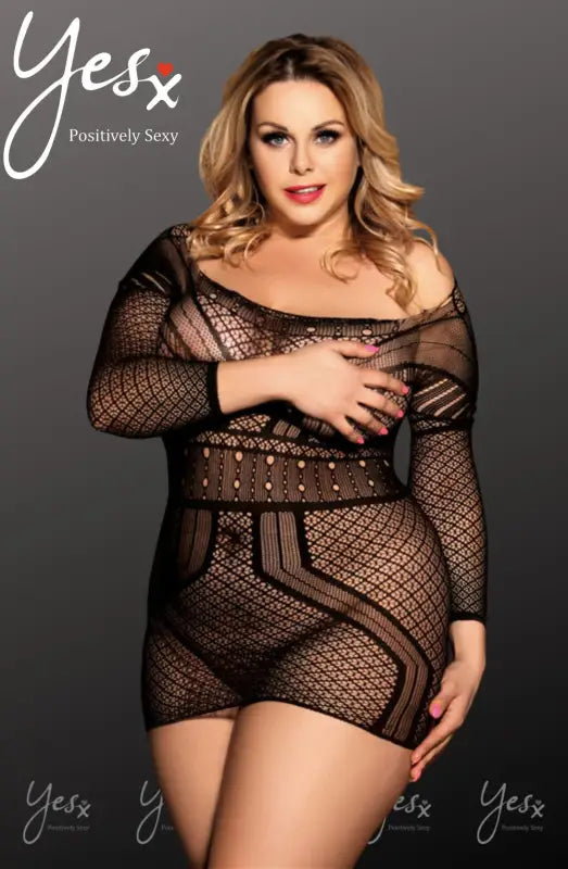 Experience Elegance with YesX YX816Q Black Bodystocking Dress - One Size (Plus)